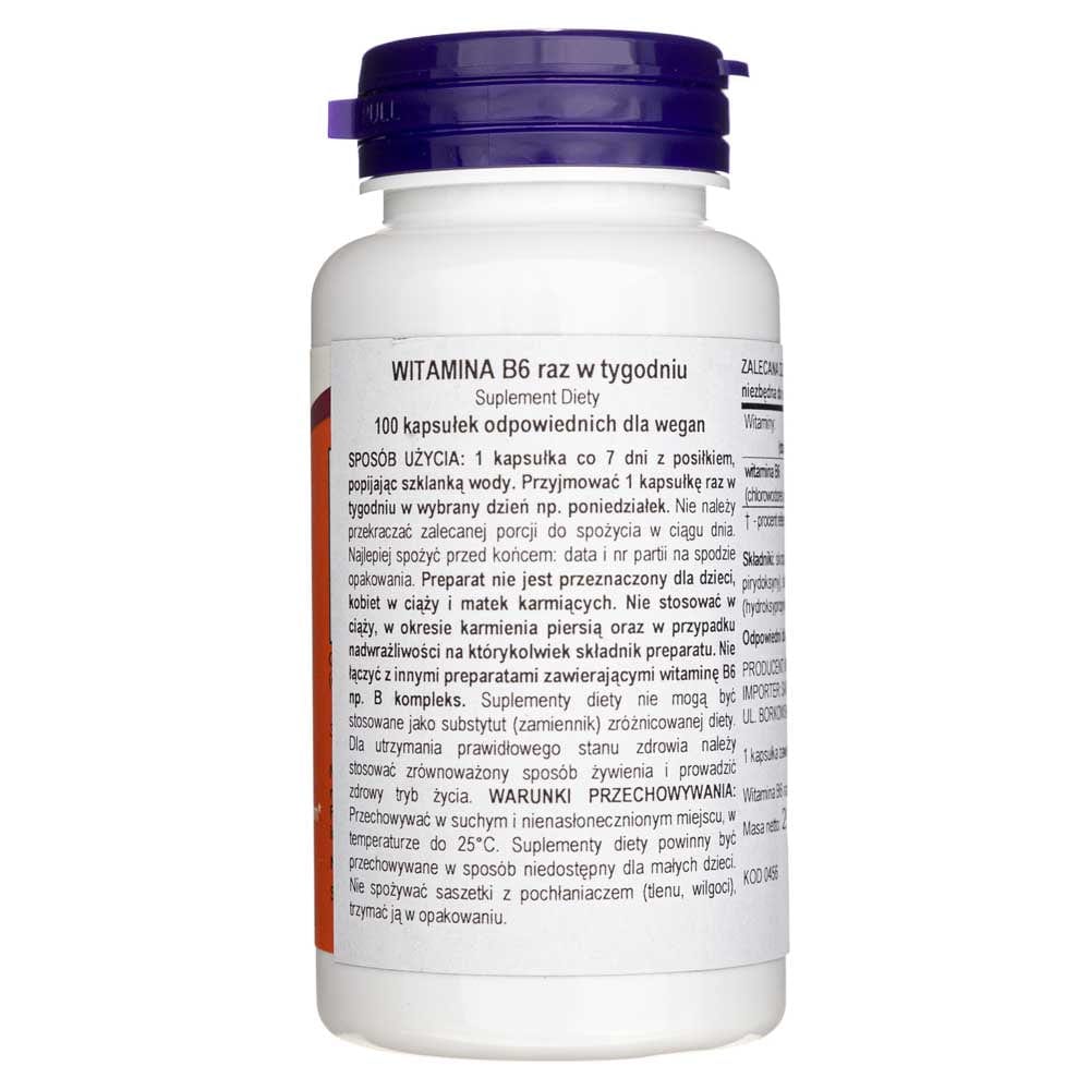 Now Foods Vitamina B-6 100 mg - 100 Cápsulas Vegetales - Imagen 3