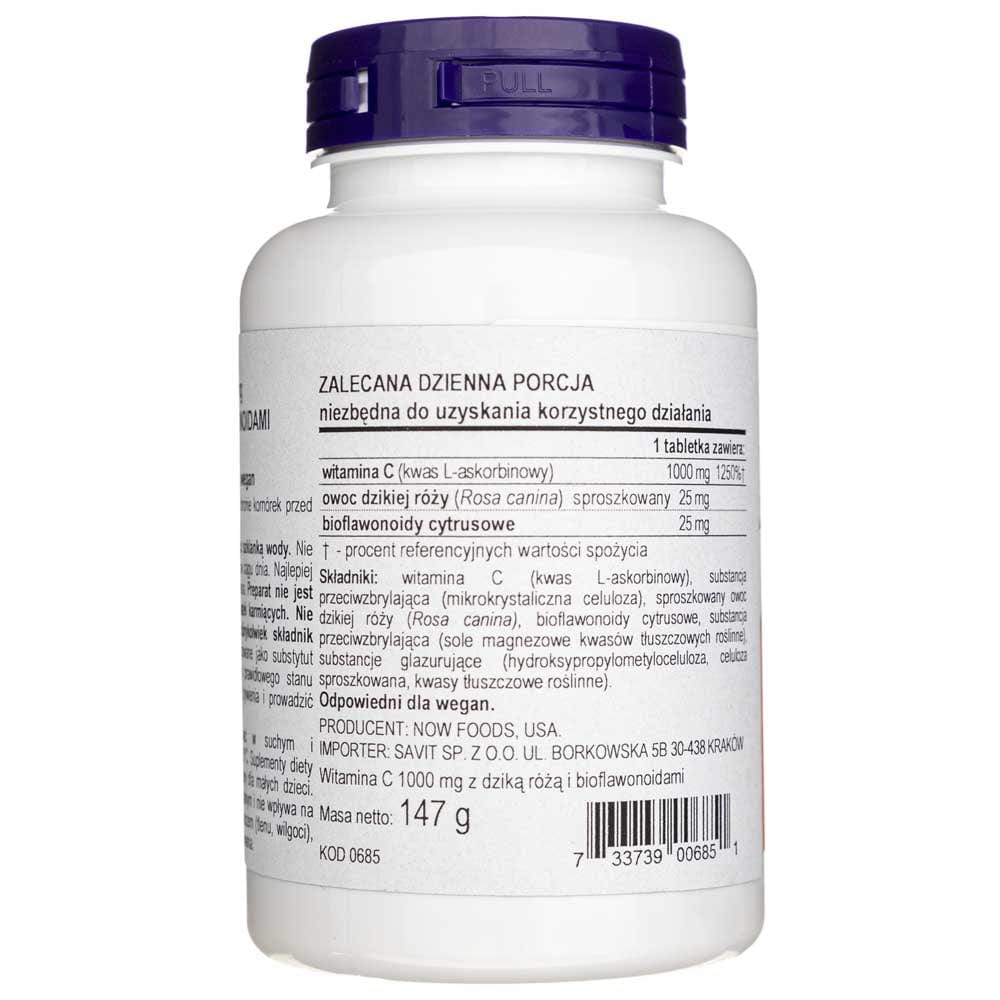 Now Foods Vitamina C-1000 con Escaramujo y Bioflavonoides - 100 Tabletas - Imagen 2