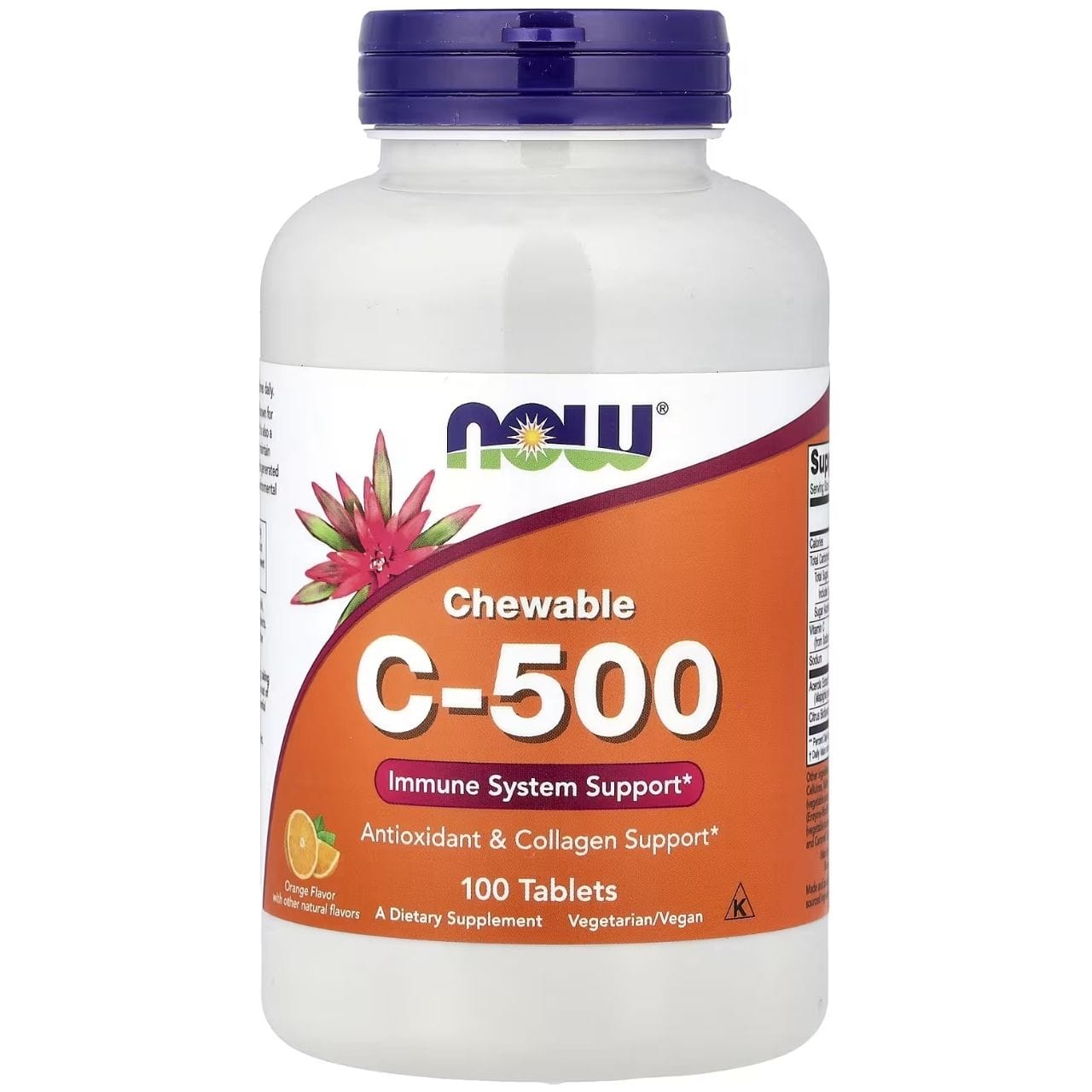 Now Foods Vitamina C-500 Naranja Masticable - 100 Tabletas