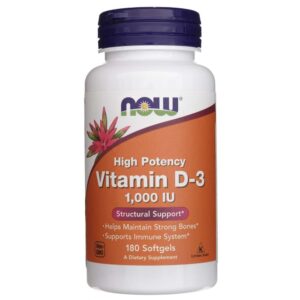 Now Foods Vitamina D3 1000 UI - 180 Cápsulas blandas