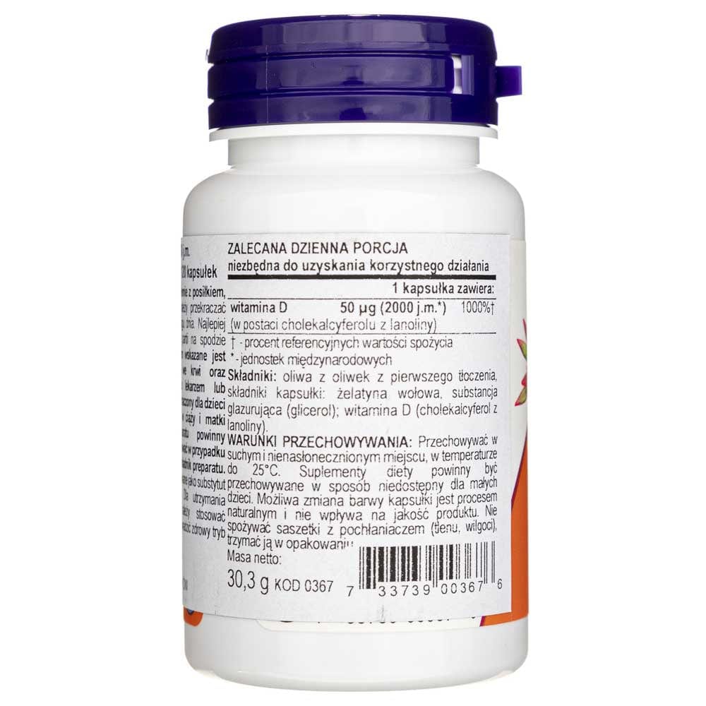 Now Foods Vitamina D3 2000 UI - 120 Cápsulas blandas - Imagen 2