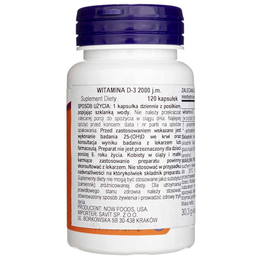 Now Foods Vitamina D3 2000 UI - 120 Cápsulas blandas - Imagen 3