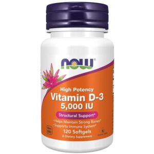 Now Foods Vitamina D3 5000 UI - 120 Cápsulas blandas