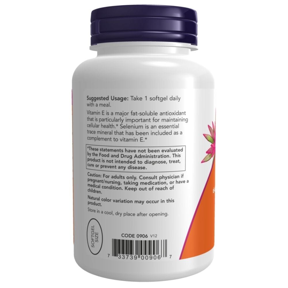 Now Foods Vitamina E-400 + Selenio 100 mcg - 100 Cápsulas - Imagen 3