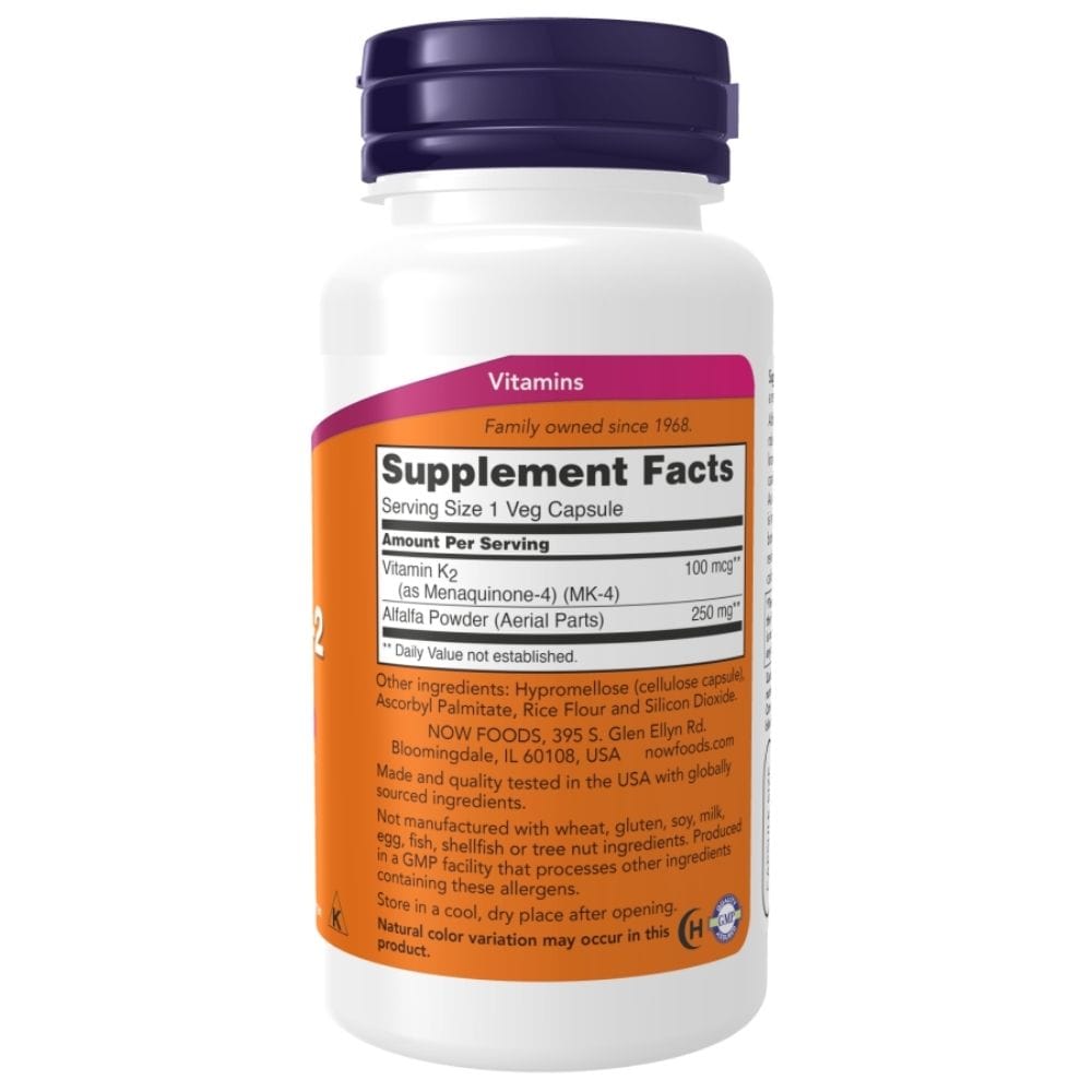 Now Foods Vitamina K2 MK-4 100 mcg - 100 cápsulas vegetales - Imagen 2