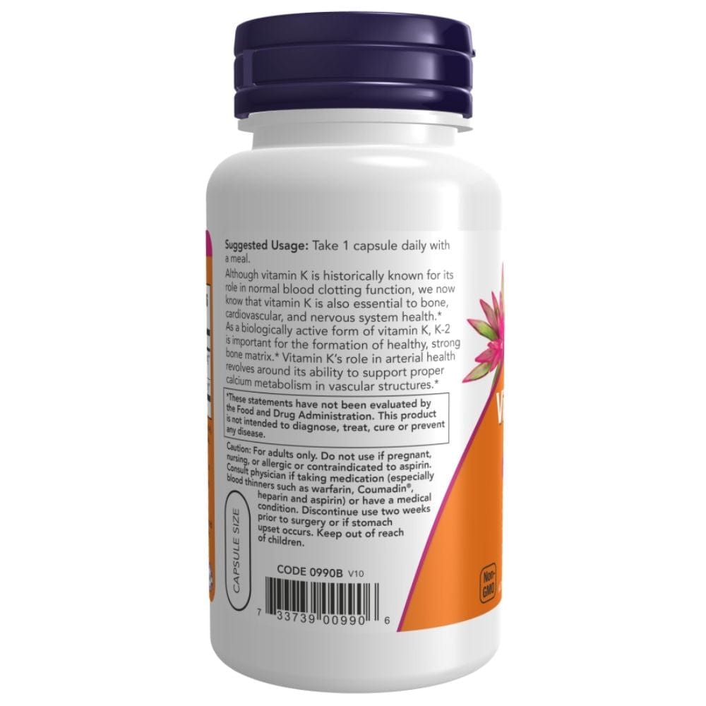 Now Foods Vitamina K2 MK-4 100 mcg - 100 cápsulas vegetales - Imagen 3