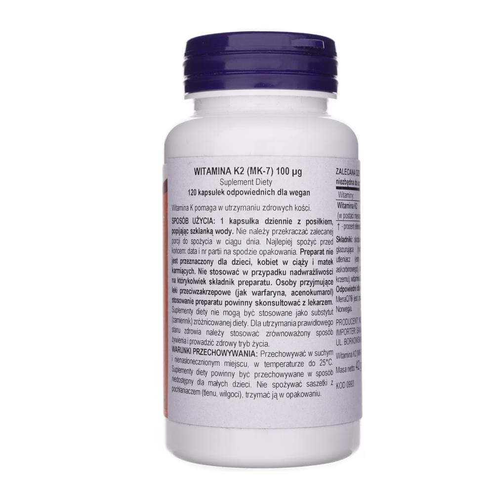 Now Foods Vitamina K2 MK-7 100 mcg - 120 Cápsulas Vegetales - Imagen 3