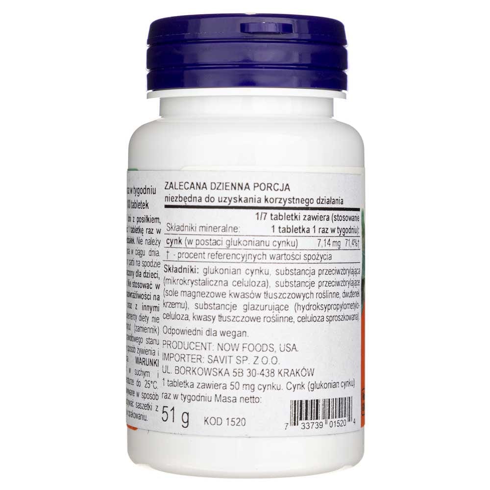 Now Foods Zinc 50 mg - 100 Tabletas - Imagen 2
