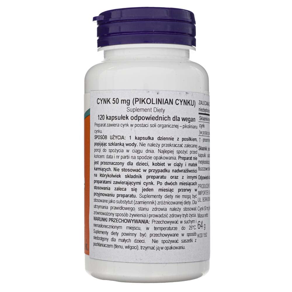 Now Foods Picolinato de zinc 50 mg - 120 cápsulas vegetales - Imagen 3