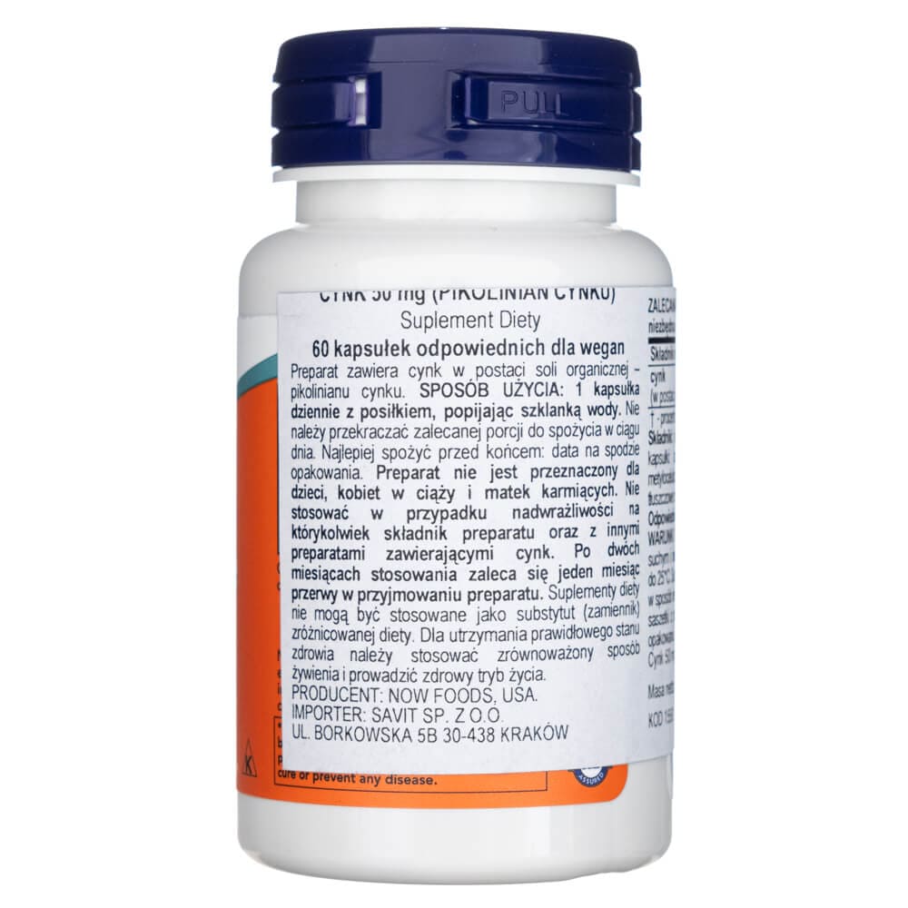 Now Foods Picolinato de zinc 50 mg - 60 cápsulas vegetales - Imagen 2