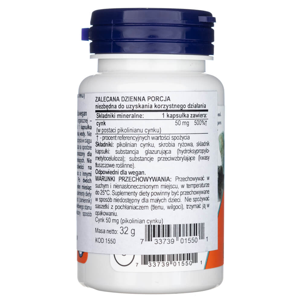 Now Foods Picolinato de zinc 50 mg - 60 cápsulas vegetales - Imagen 3