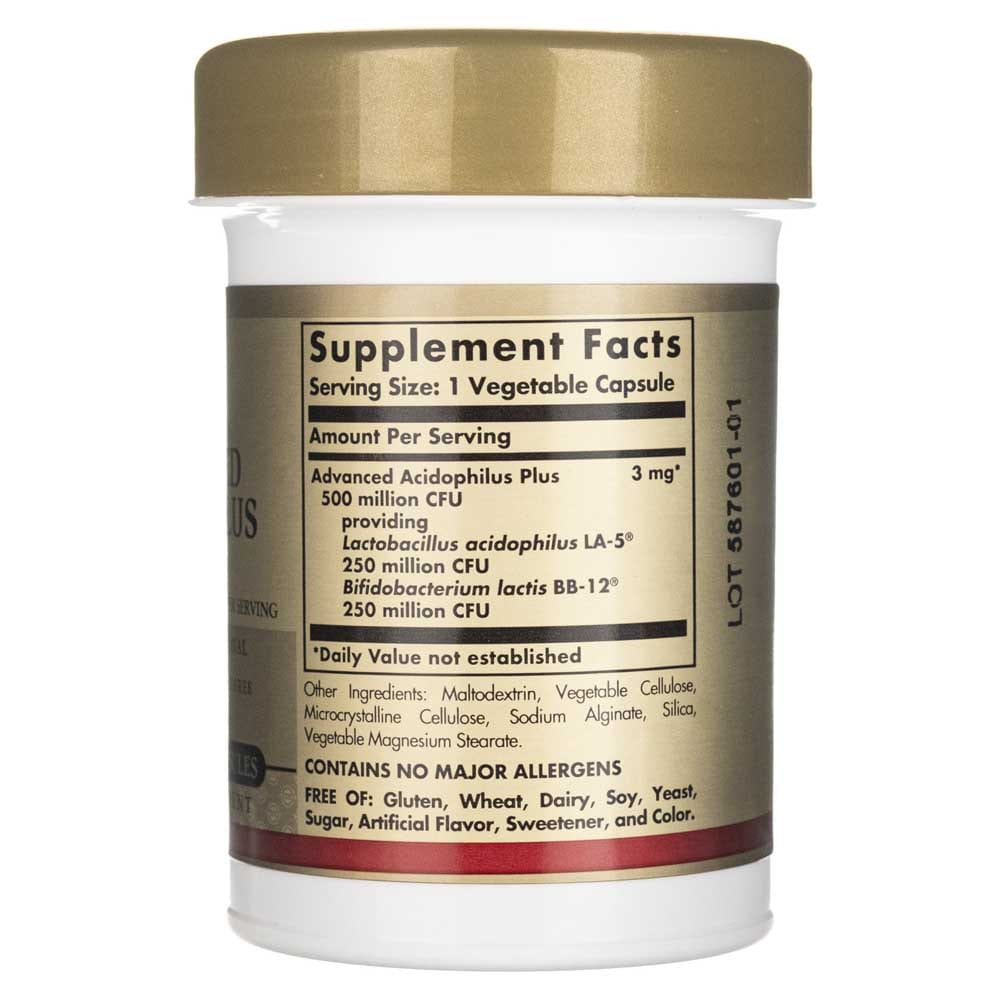 Solgar Advanced Acidophilus Plus - 60 cápsulas vegetales - Imagen 3