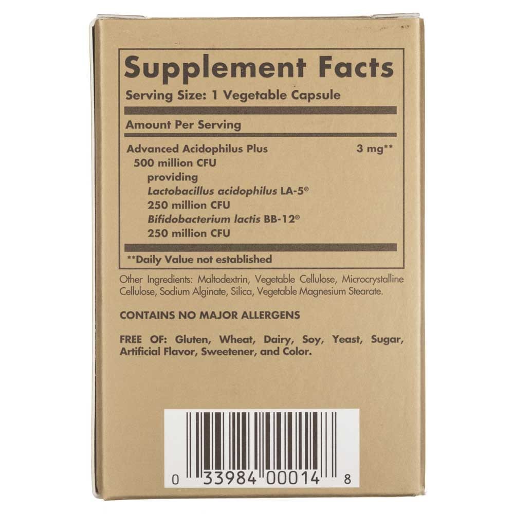 Solgar Advanced Acidophilus Plus - 60 cápsulas vegetales - Imagen 9