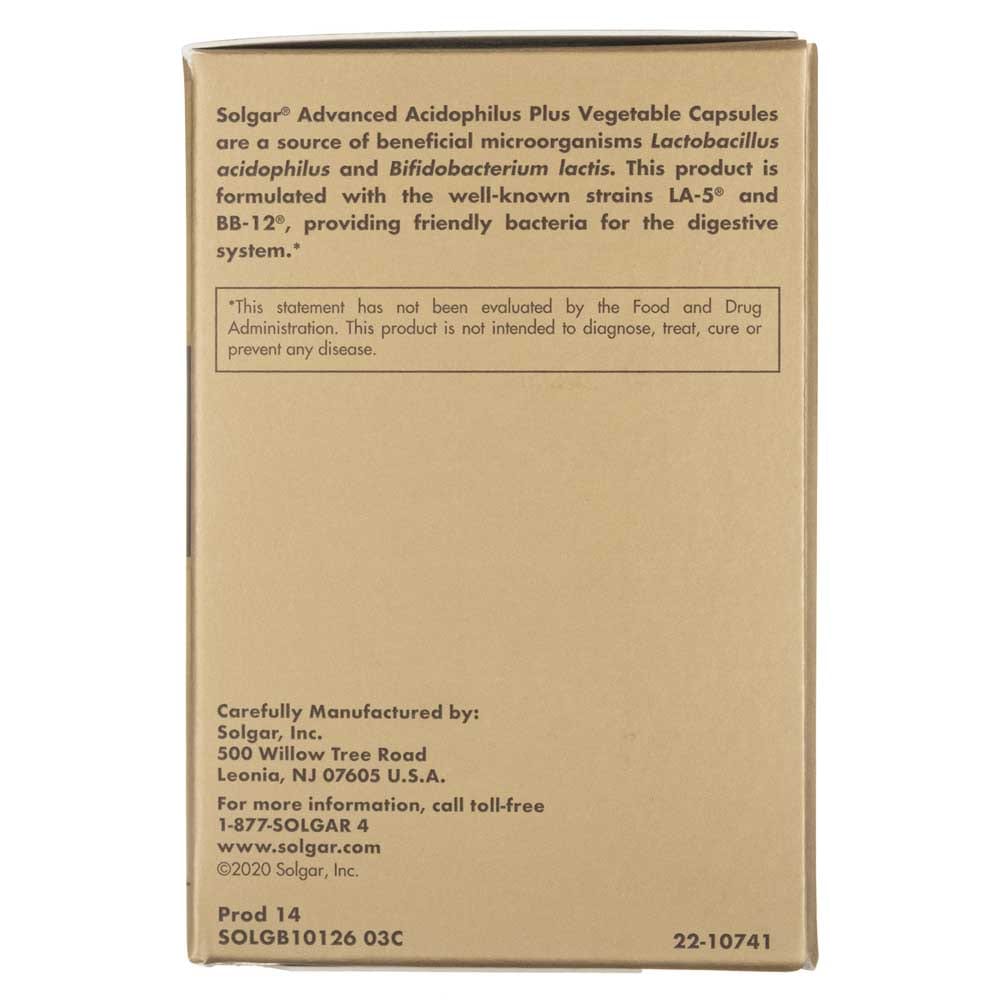 Solgar Advanced Acidophilus Plus - 60 cápsulas vegetales - Imagen 8