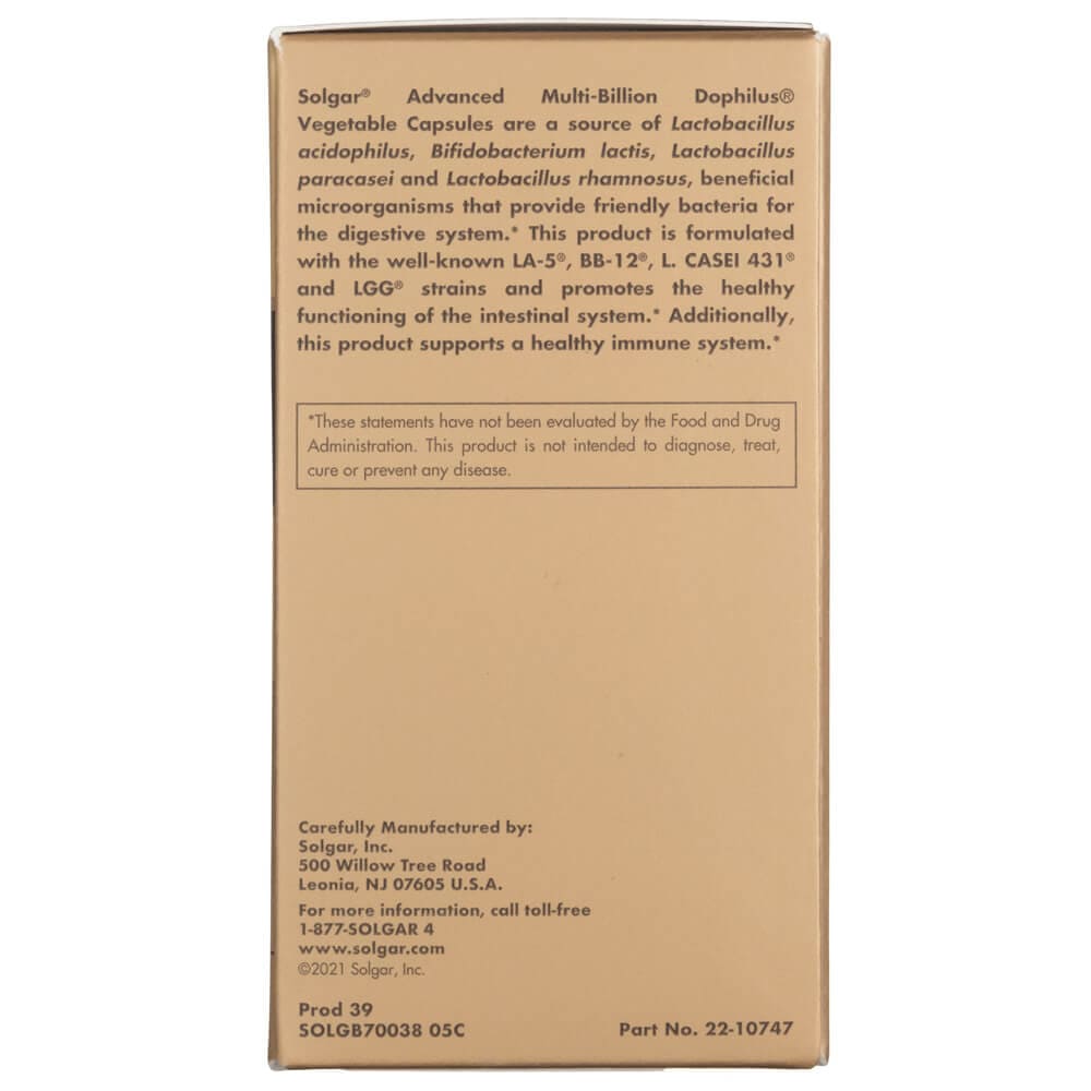 Solgar Advanced Multi-Billion Dophilus - 60 cápsulas vegetales - Imagen 8