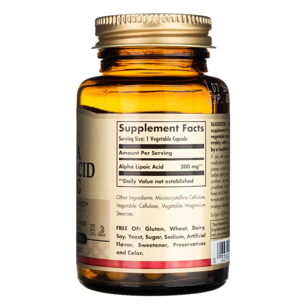 Solgar Ácido alfa lipoico 200 mg - 50 cápsulas vegetales - Imagen 2