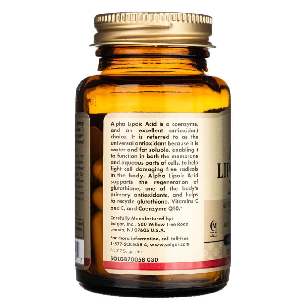 Solgar Ácido alfa lipoico 200 mg - 50 cápsulas vegetales - Imagen 3