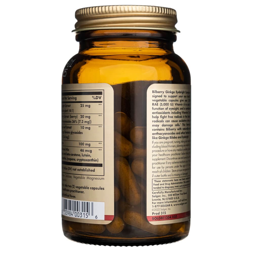Solgar Complejo Arándano Ginkgo Eufrasia - 60 Cápsulas Veg. - Imagen 5