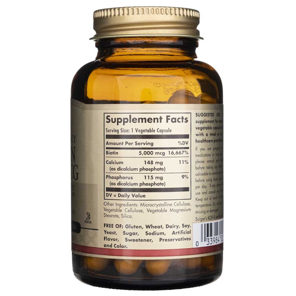 Solgar Biotina 5000 mcg - 50 Cápsulas Vegetales - Imagen 2