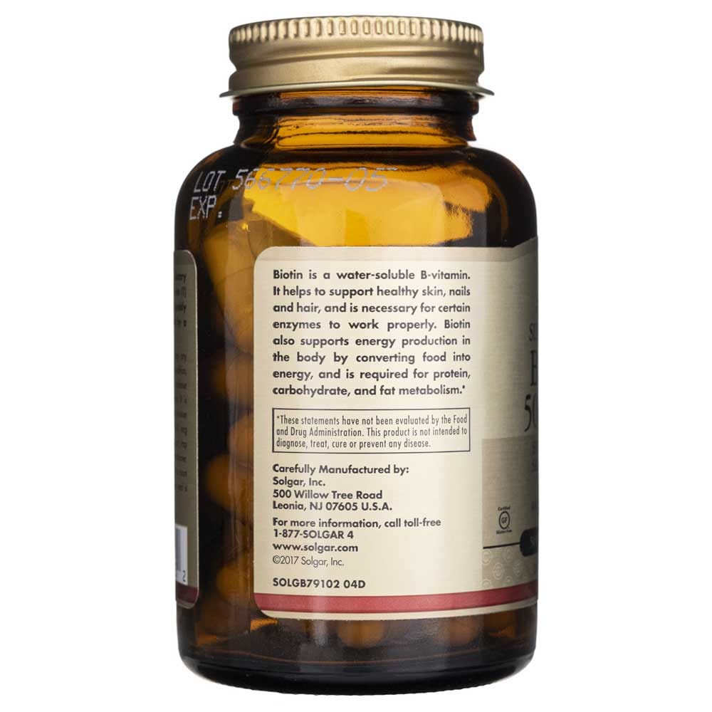 Solgar Biotina 5000 mcg - 50 Cápsulas Vegetales - Imagen 3