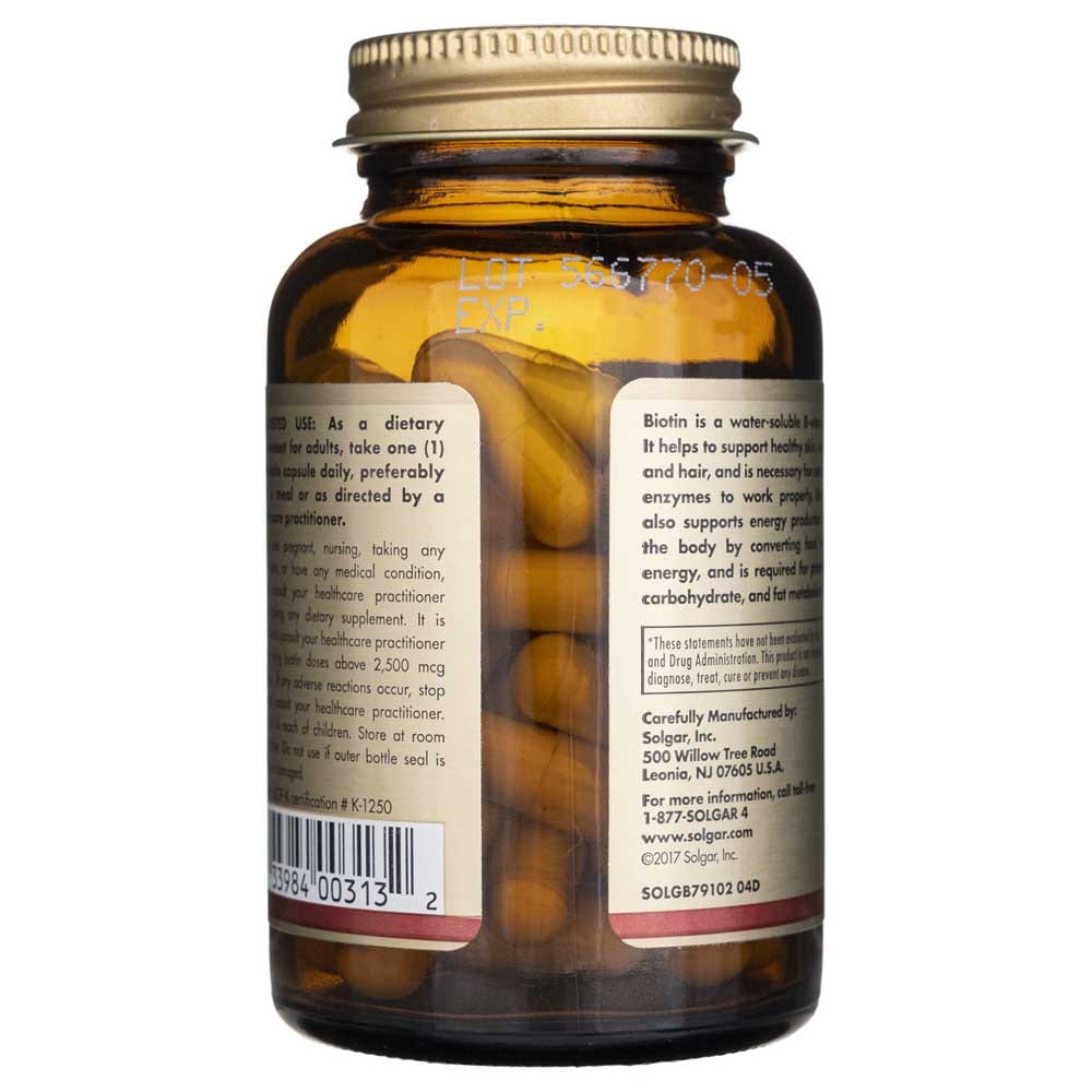 Solgar Biotina 5000 mcg - 50 Cápsulas Vegetales - Imagen 4