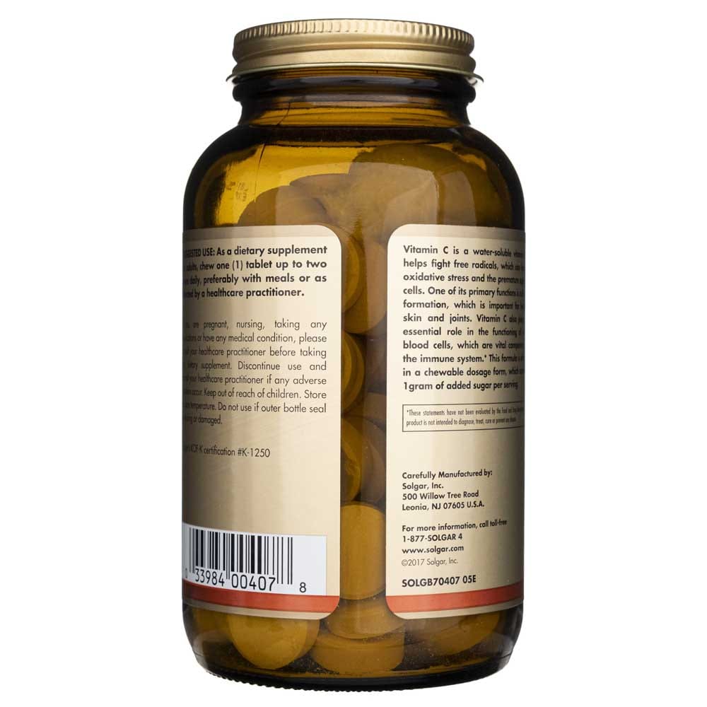 Solgar Vitamina C Masticable 500 mg, Naranja Natural - 50 Tabletas - Imagen 4