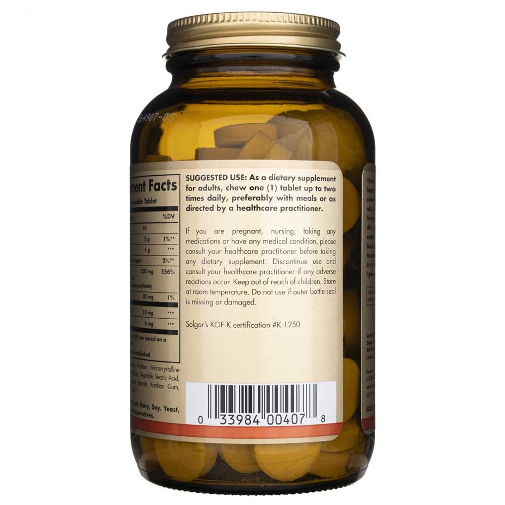 Solgar Vitamina C Masticable 500 mg, Naranja Natural - 50 Tabletas - Imagen 5