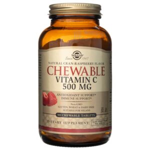 Solgar Vitamina C masticable - Frambuesa roja 500 mg - 90 Tabletas masticables
