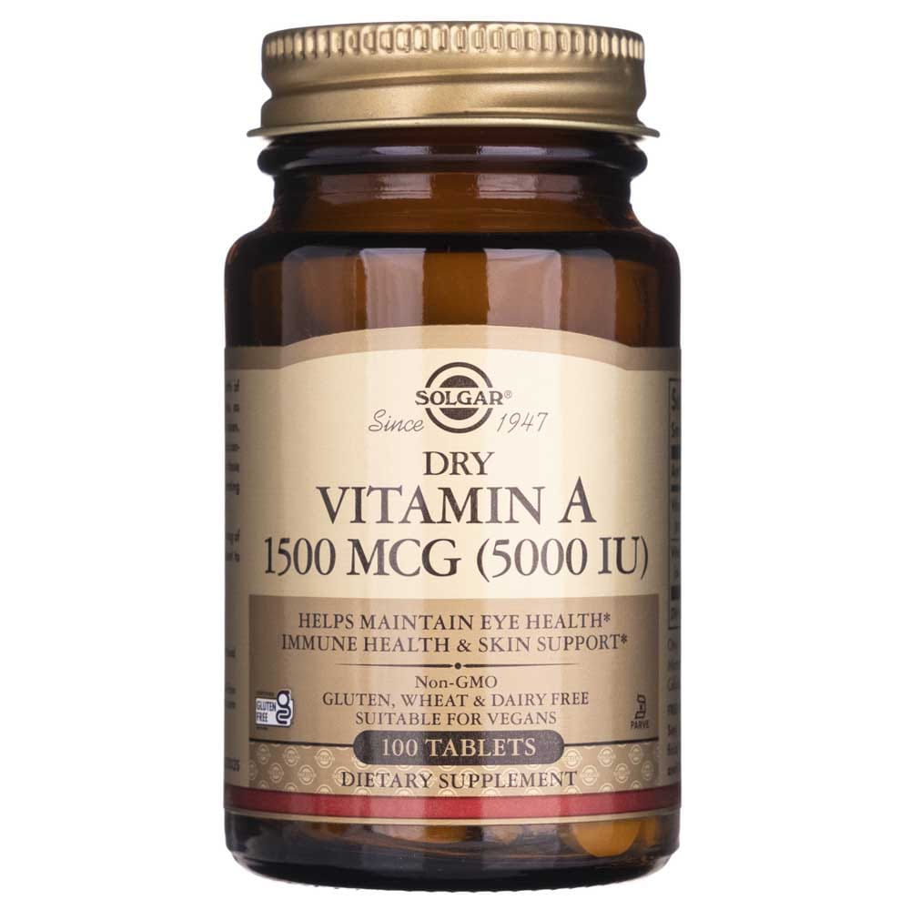 Solgar Vitamina A seca 1500 mcg (5000 UI) - 100 Tabletas