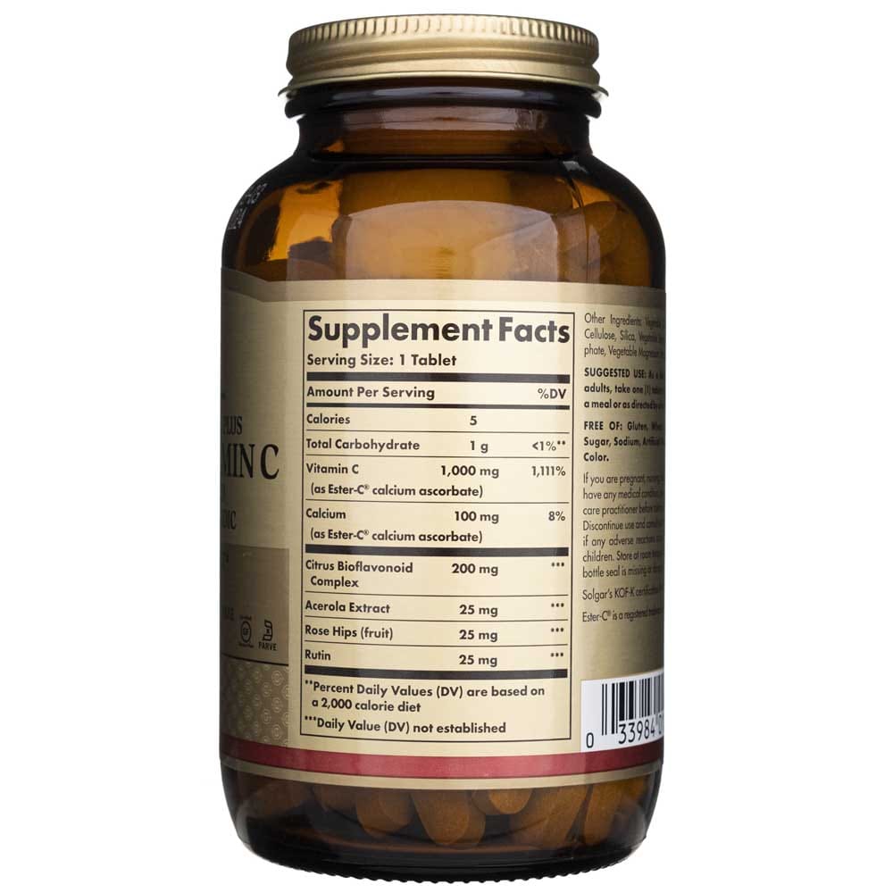 Solgar Ester-C plus Vitamina C 1000 mg - 180 Tabletas - Imagen 2