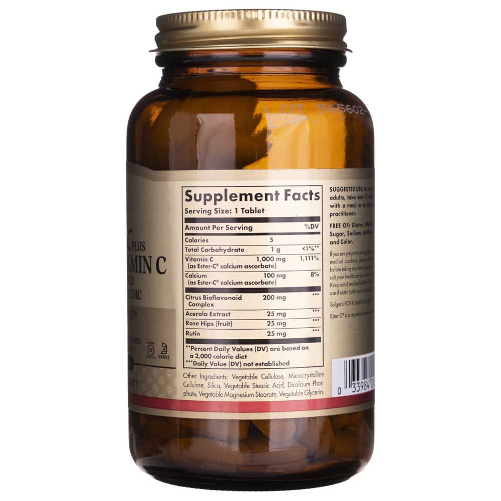 Solgar Ester-C plus Vitamina C 1000 mg - 90 Tabletas - Imagen 2