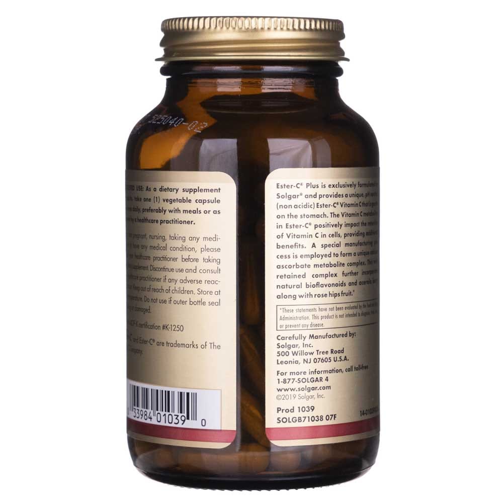 Solgar Ester-C plus Vitamina C 500 mg - 100 Cápsulas Vegetales - Imagen 5