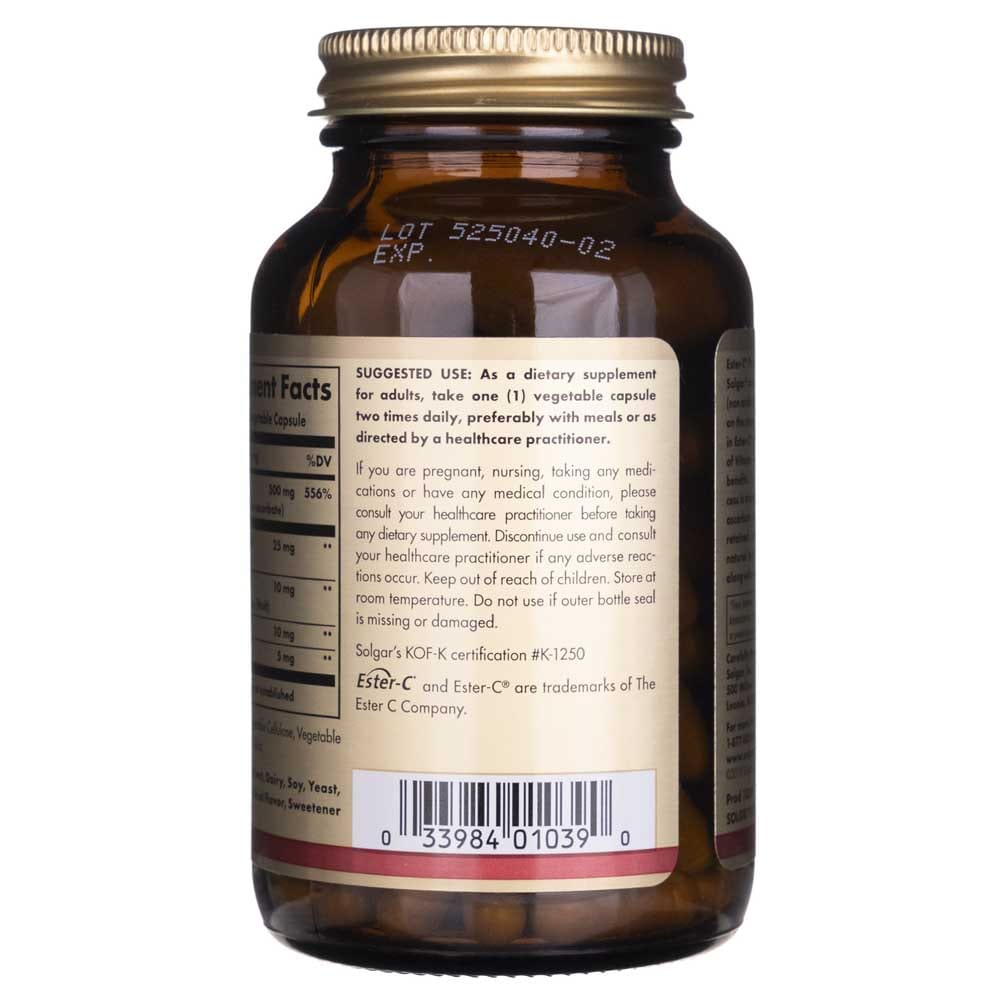 Solgar Ester-C plus Vitamina C 500 mg - 100 Cápsulas Vegetales - Imagen 4