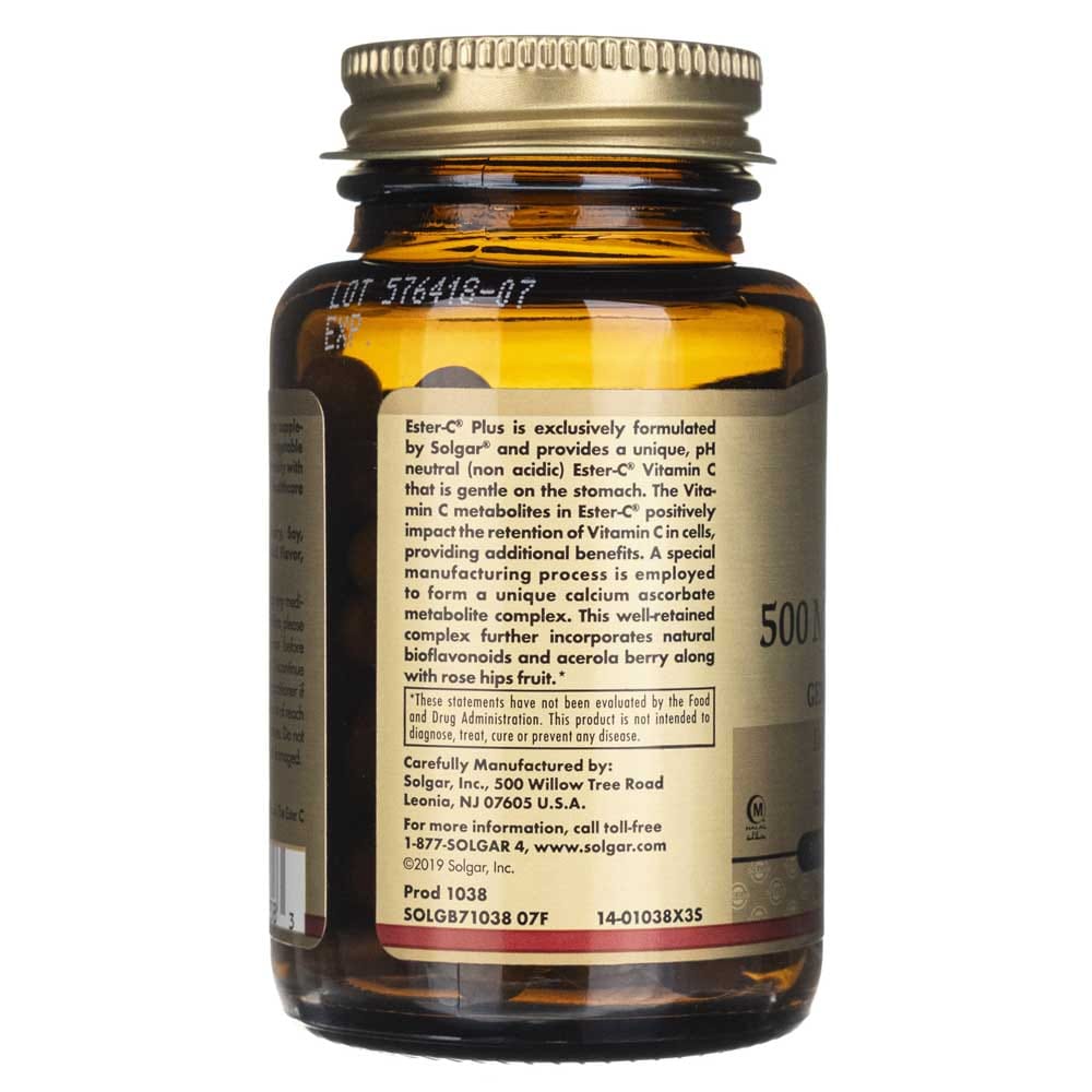Solgar Ester-C plus Vitamina C 500 mg - 50 cápsulas vegetales - Imagen 3