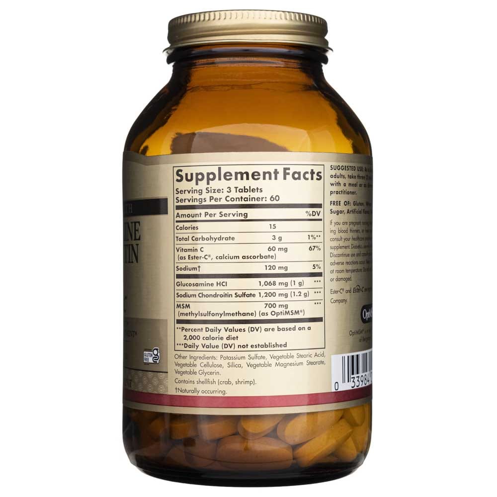 Solgar Glucosamina Condroitina MSM Extra Fuerte con Ester-C - 180 Tabletas - Imagen 2