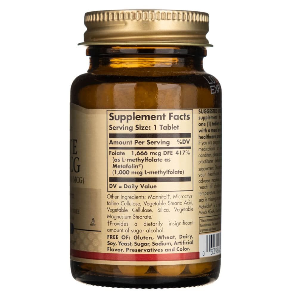 Solgar Folato 1000 mcg DFE (Metafolin ® 1000 mcg) - 60 Tabletas - Imagen 5
