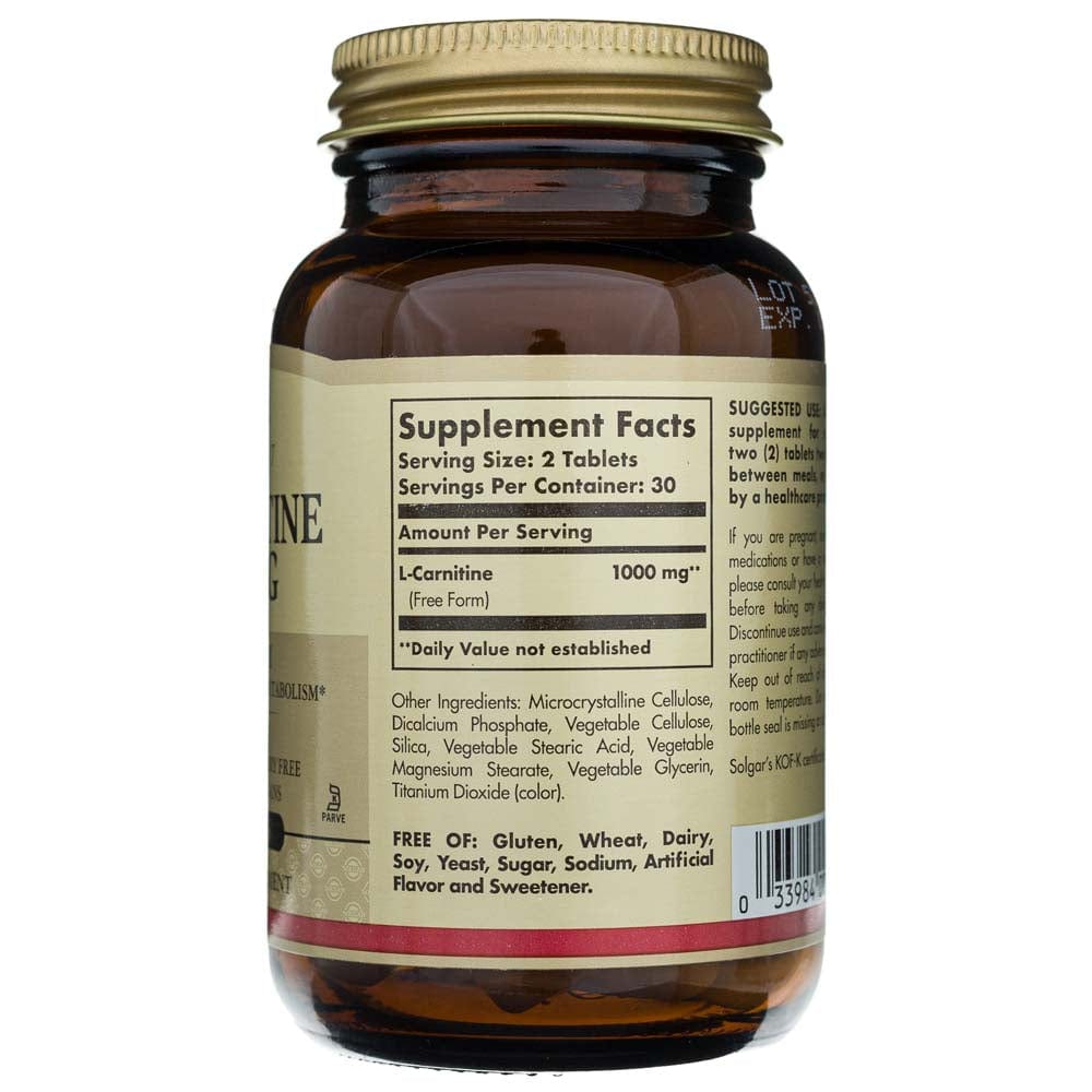 Solgar L-Carnitina 500 mg - 60 Tabletas - Imagen 2