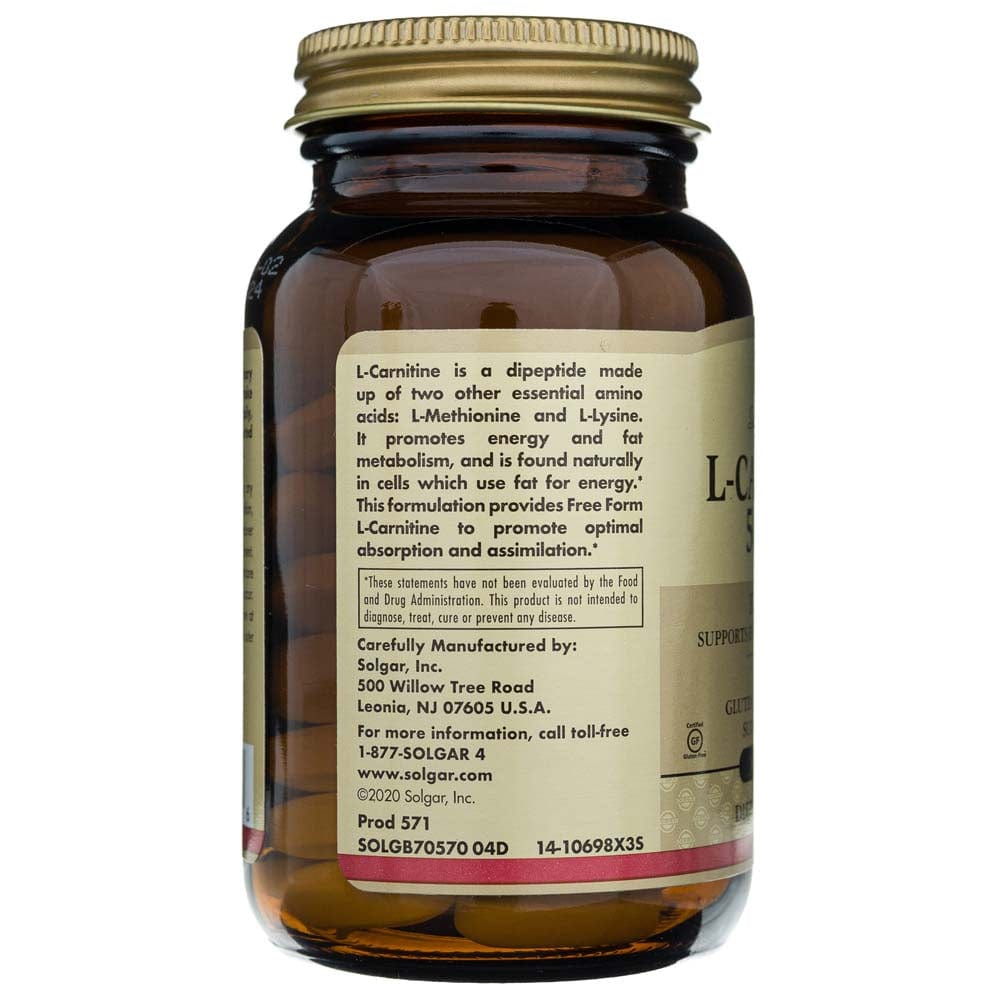 Solgar L-Carnitina 500 mg - 60 Tabletas - Imagen 3
