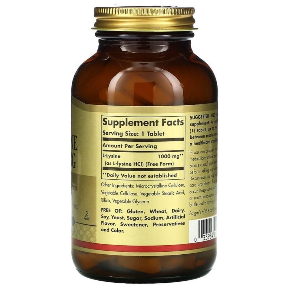 Solgar L-lisina 1000 mg - 100 comprimidos - Imagen 2
