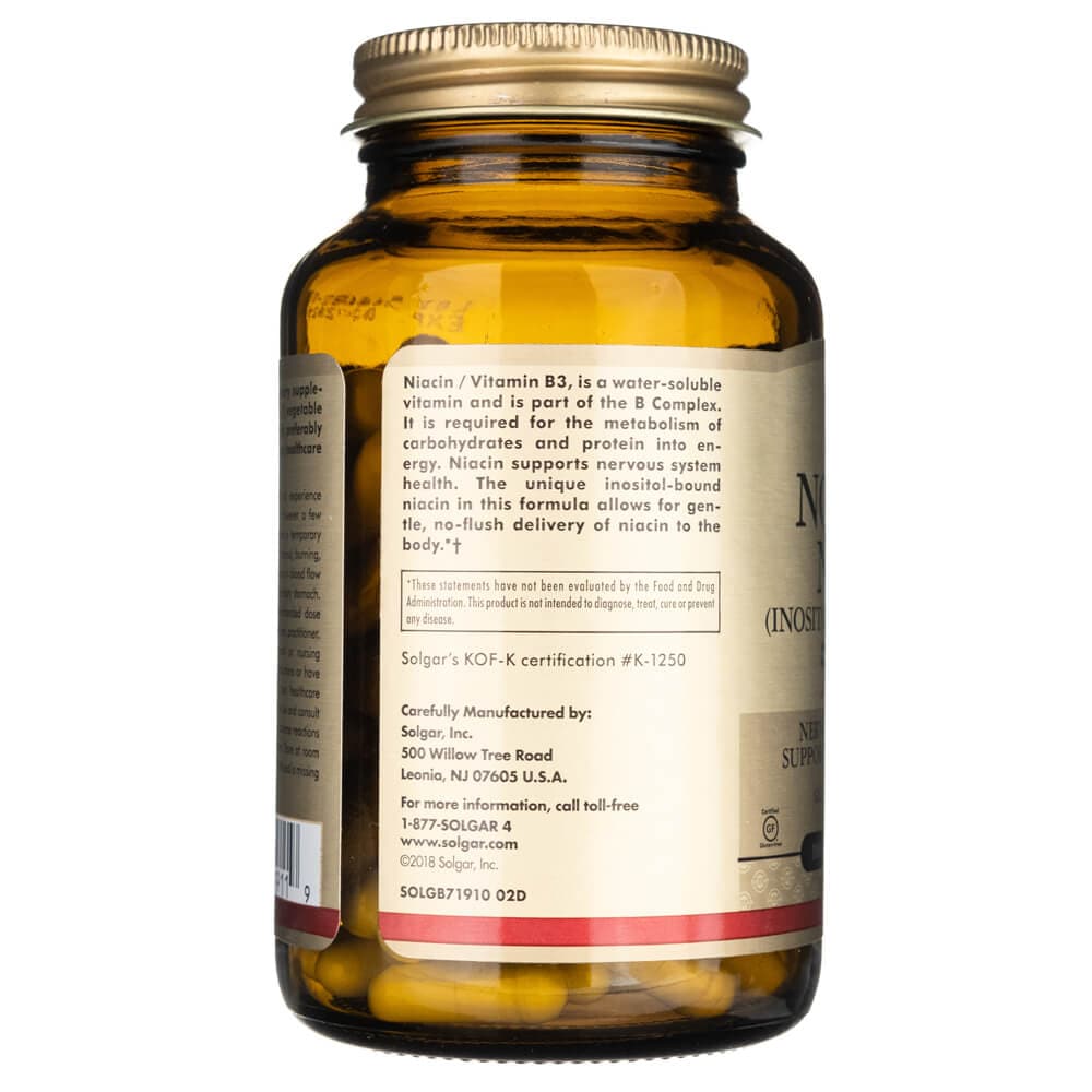 Solgar Niacina No-Flush (Vitamina B3) 500 mg - 100 Cápsulas - Imagen 3