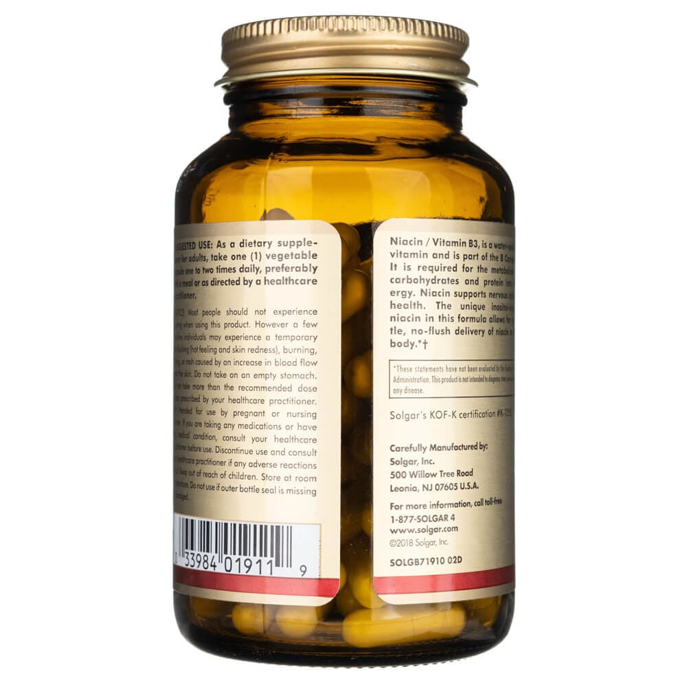 Solgar Niacina No-Flush (Vitamina B3) 500 mg - 100 Cápsulas - Imagen 4