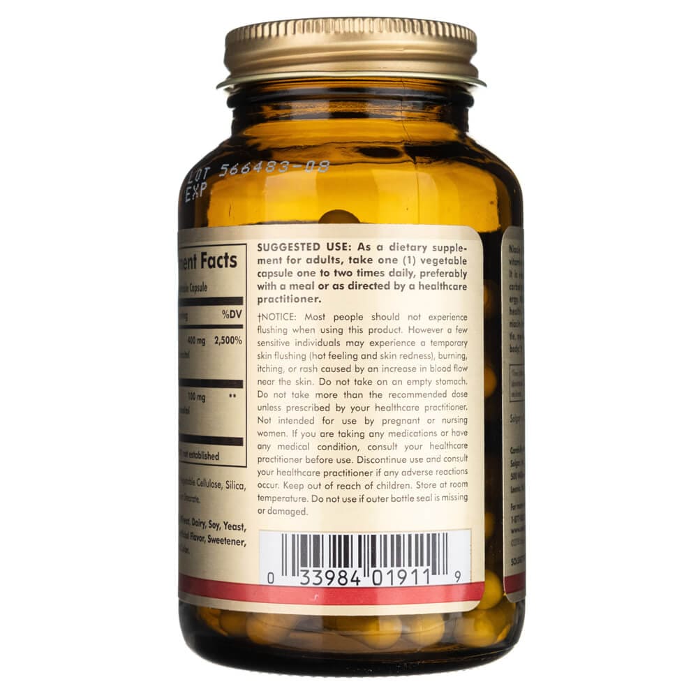 Solgar Niacina No-Flush (Vitamina B3) 500 mg - 100 Cápsulas - Imagen 5