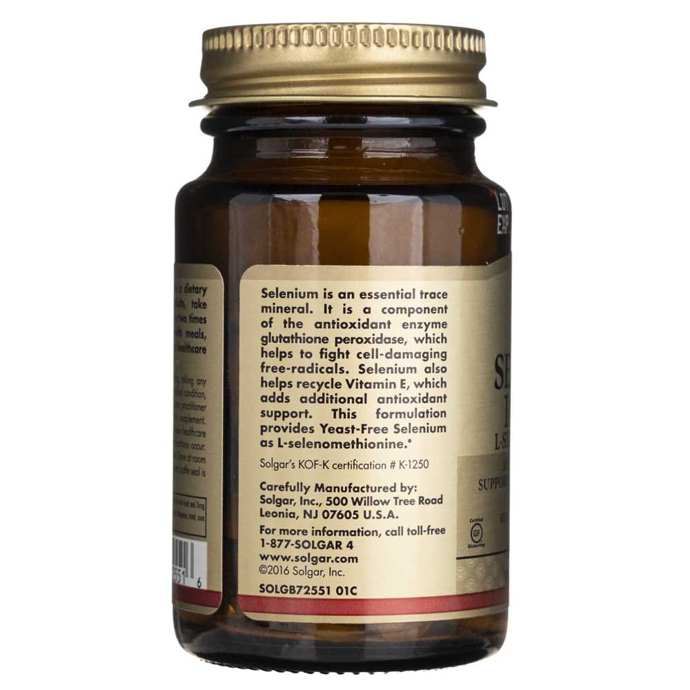 Solgar Selenio sin levadura 100 mcg - 100 Tabletas - Imagen 3