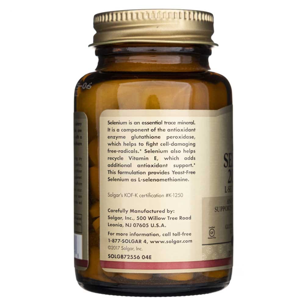 Solgar Selenio sin levadura 200 mcg - 100 Tabletas - Imagen 3
