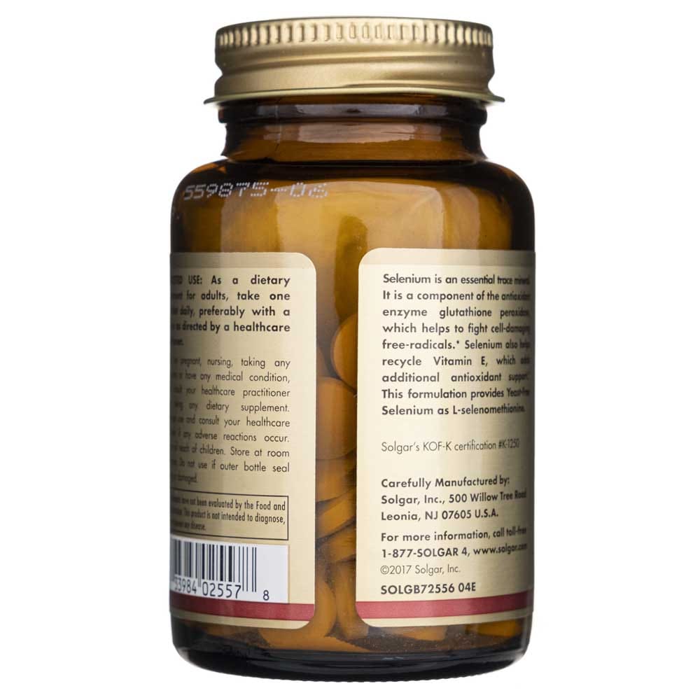 Solgar Selenio sin levadura 200 mcg - 100 Tabletas - Imagen 4