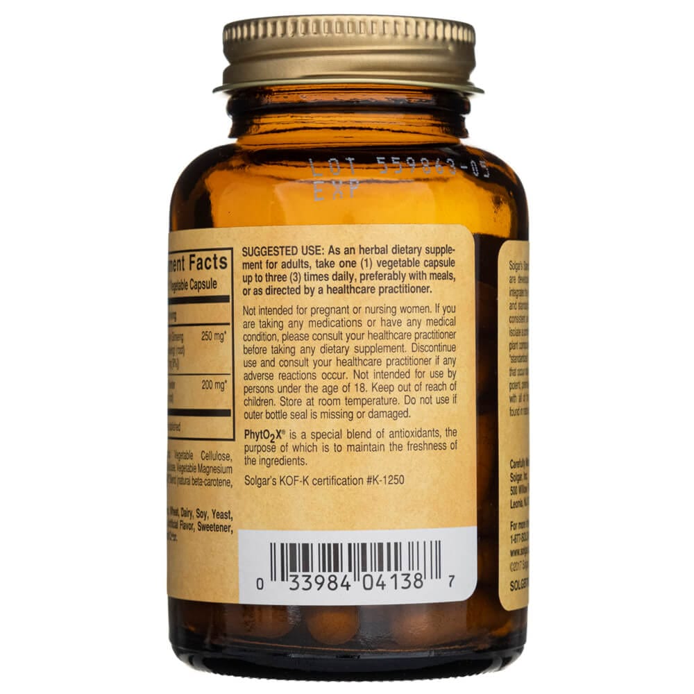 Solgar SFP Extracto de Raíz de Ginseng Coreano - 60 Cápsulas Vegetales - Imagen 3
