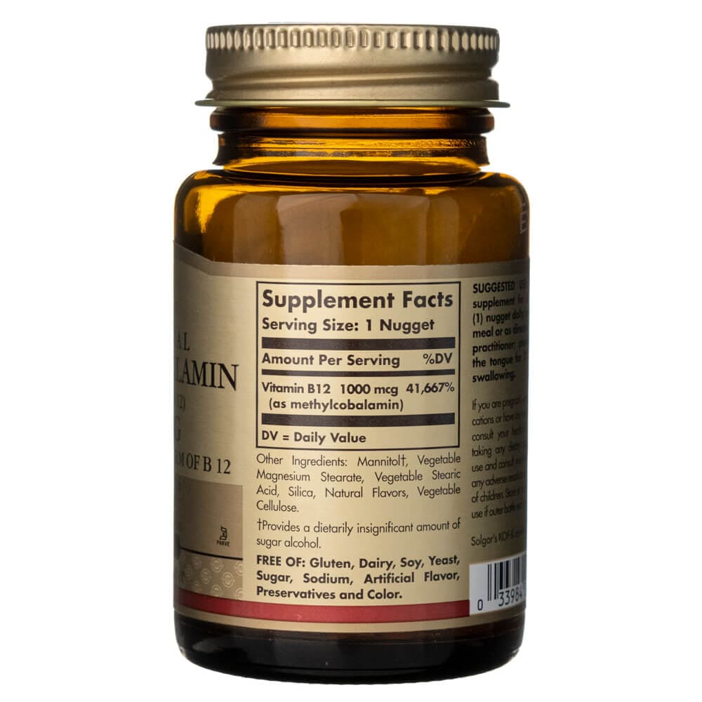 Solgar Metilcobalamina sublingual (Vitamina B12) 1000 mcg - 30 Pepitas - Imagen 2