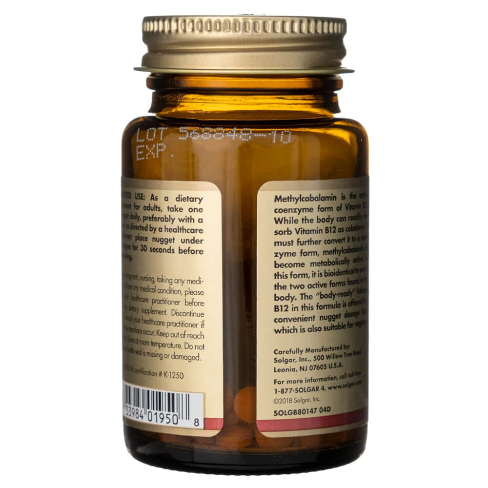 Solgar Metilcobalamina sublingual (Vitamina B12) 1000 mcg - 30 Pepitas - Imagen 3