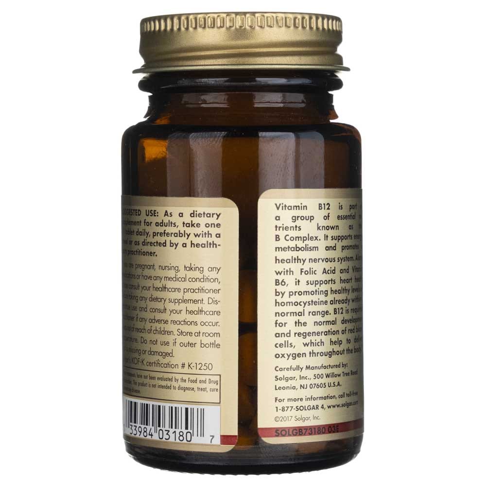 Solgar Vitamina B12 100 mcg - 100 Tabletas - Imagen 4