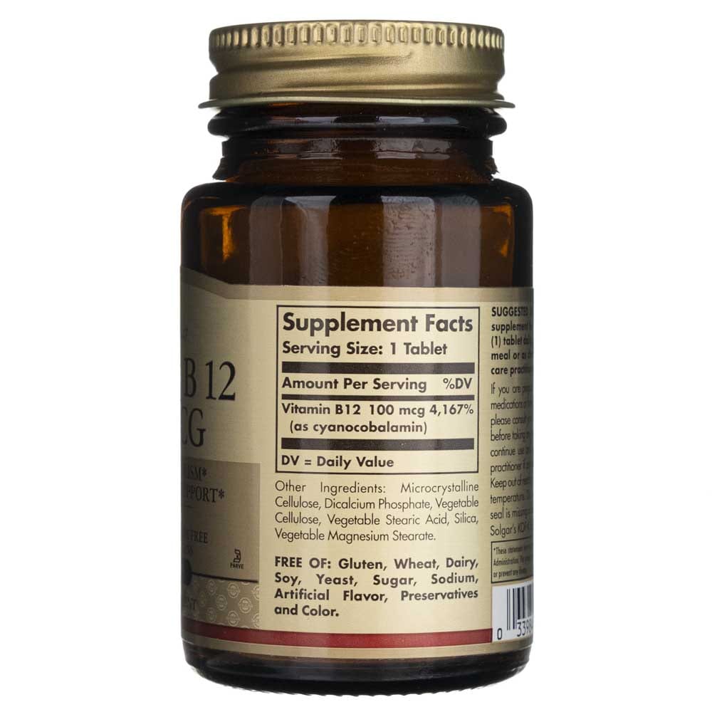 Solgar Vitamina B12 100 mcg - 100 Tabletas - Imagen 2